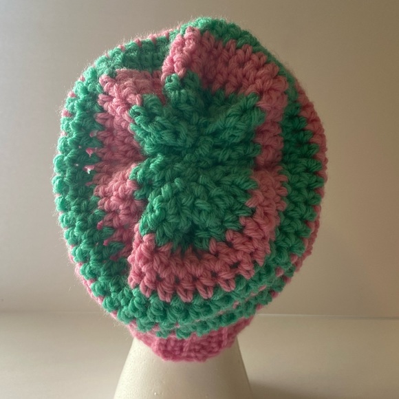Crochet slouchy beanie handmade new pink blue - Picture 7 of 7